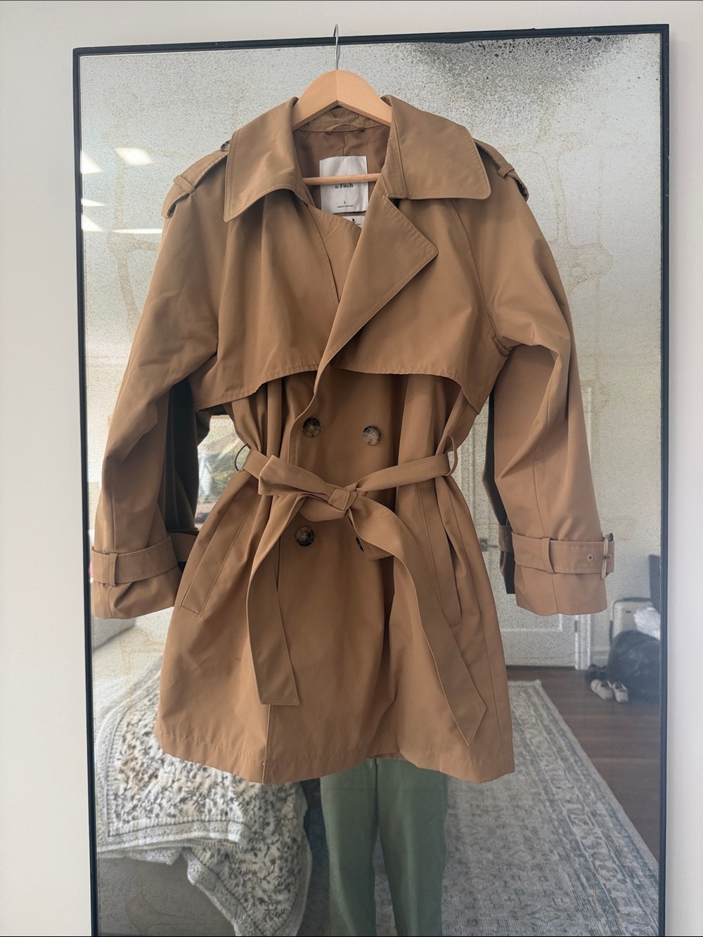 Abercrombie & Fitch Short Double-Breasted Trench Coat - Camel Brown